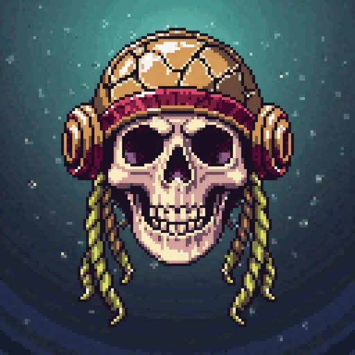 Undertow Explorer app icon: a pixel-art skull in a pirate's bandana and helm against a deep teal background.