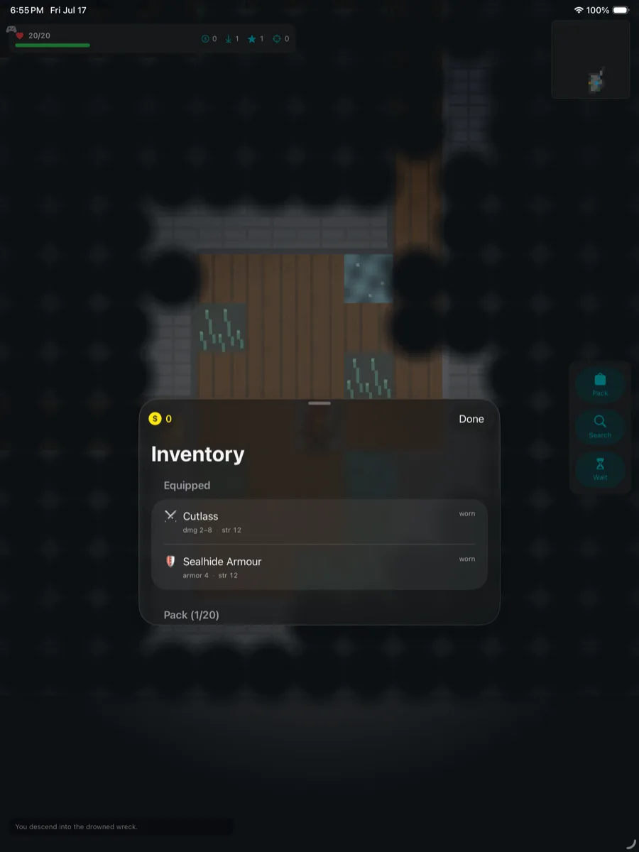 The inventory sheet on iPad.