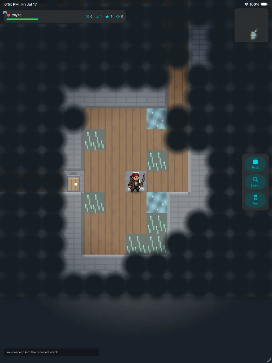 Gameplay on iPad, showing more of the deck at once.